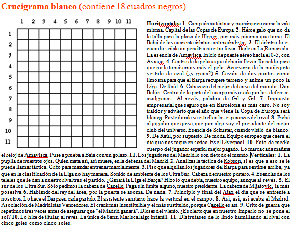 Mots encreuats en blanc
