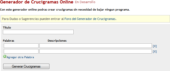 Pagina web del generador